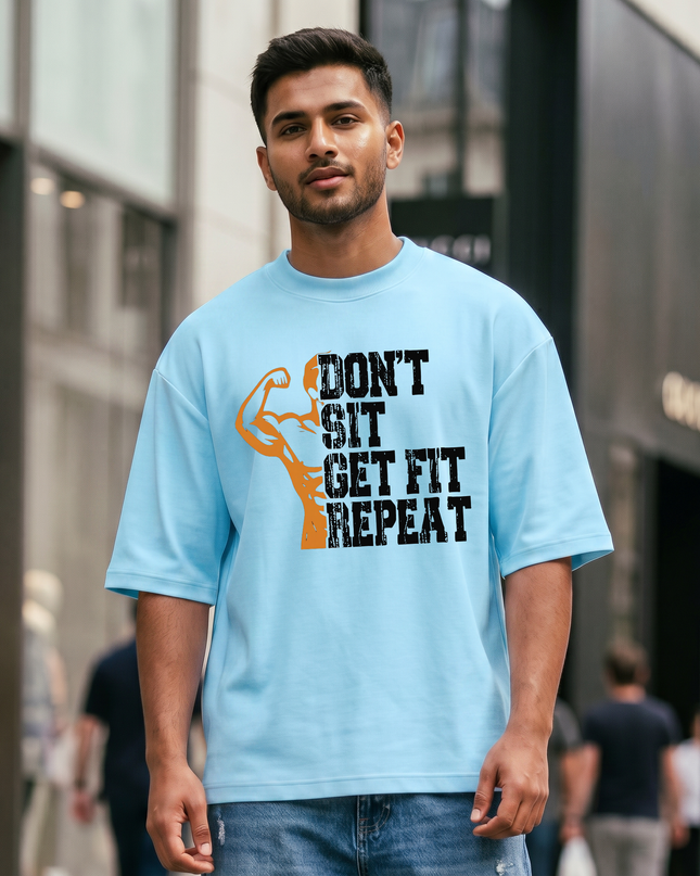 Don't Sit Get Fit Repeat Unisex Oversized Classic T-Shirt