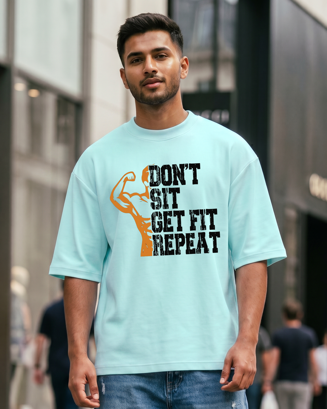 Don't Sit Get Fit Repeat Unisex Oversized Classic T-Shirt
