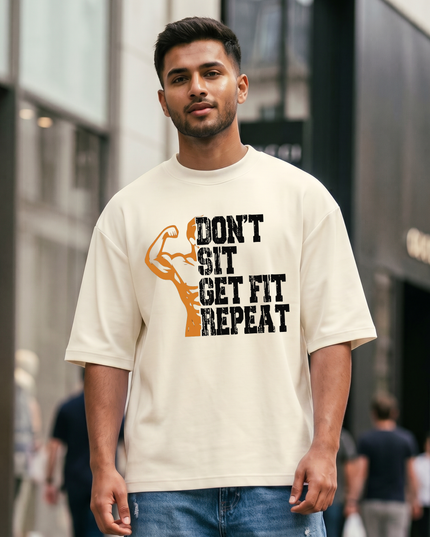 Don't Sit Get Fit Repeat Unisex Oversized Classic T-Shirt