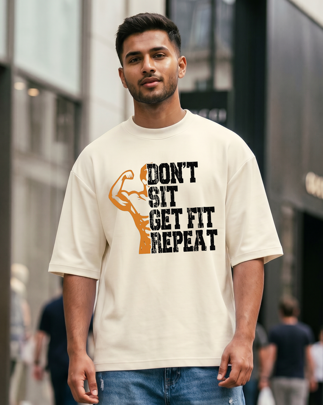 Don't Sit Get Fit Repeat Unisex Oversized Classic T-Shirt