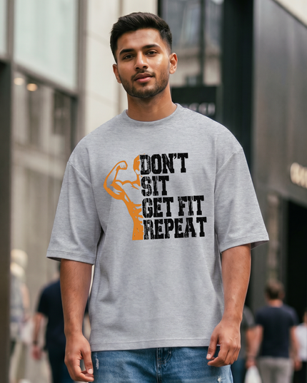 Don't Sit Get Fit Repeat Unisex Oversized Classic T-Shirt