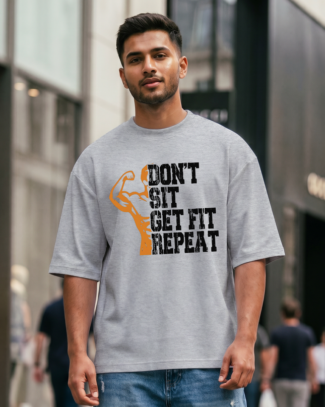Don't Sit Get Fit Repeat Unisex Oversized Classic T-Shirt