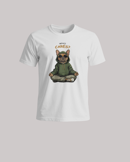 Who Cares Dog Graphic Chill Vibe Unisex Classic Crew T-Shirt
