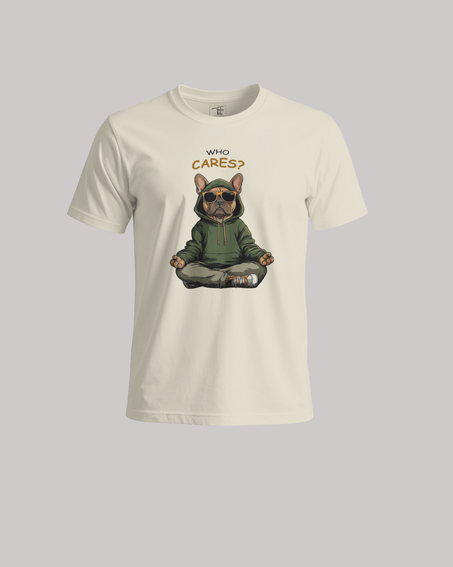 Who Cares Dog Graphic Chill Vibe Unisex Classic Crew T-Shirt
