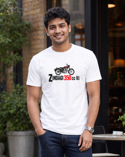 Zindagi 350 CC Ki Print Classic Crew T-Shirt