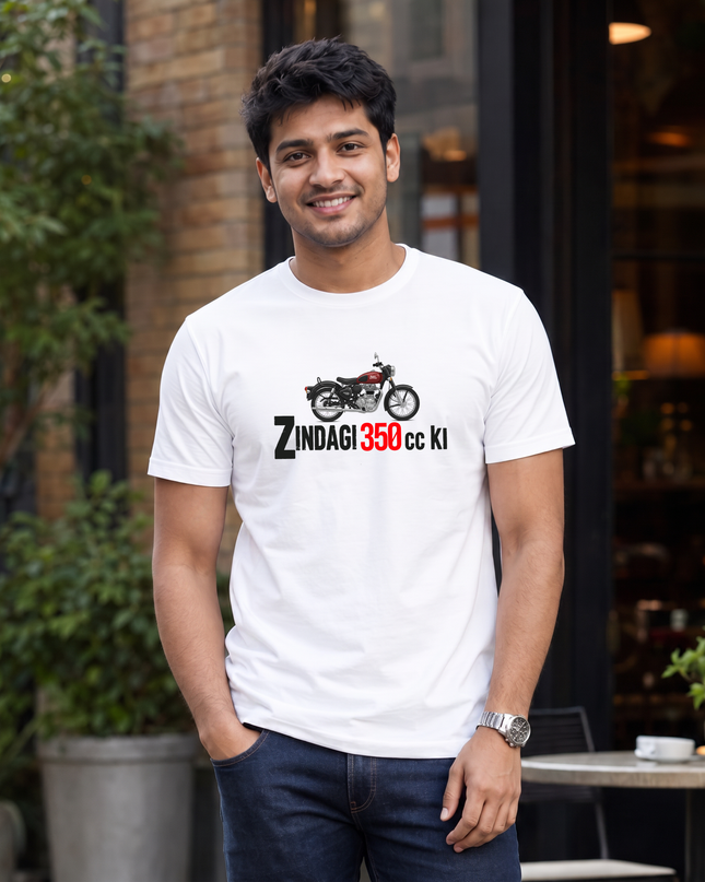 Zindagi 350 CC Ki Print Classic Crew T-Shirt