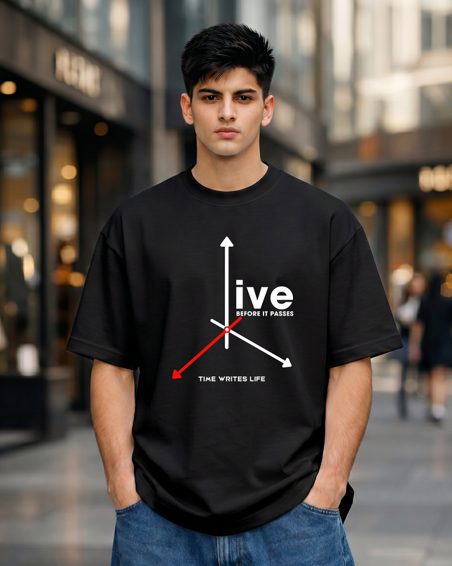 Time Writes Life Graphic Unisex Oversized Classic T-Shirt