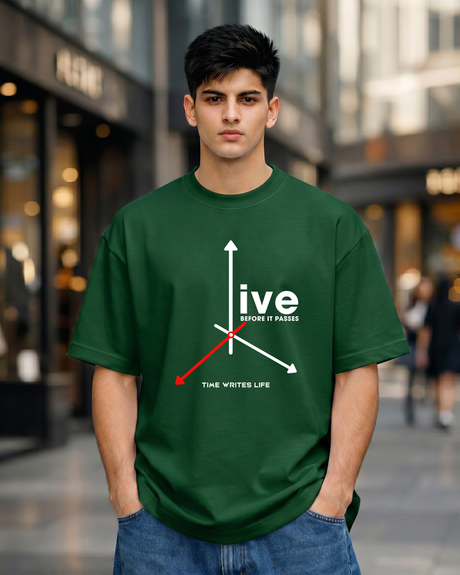 Time Writes Life Graphic Unisex Oversized Classic T-Shirt