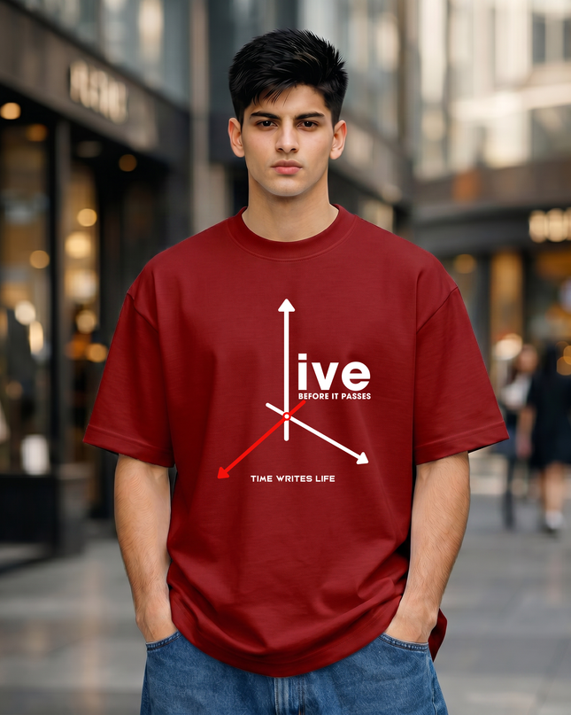 Time Writes Life Graphic Unisex Oversized Classic T-Shirt