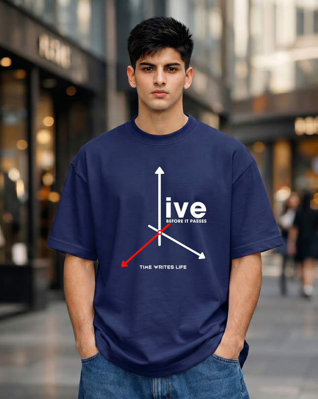 Time Writes Life Graphic Unisex Oversized Classic T-Shirt