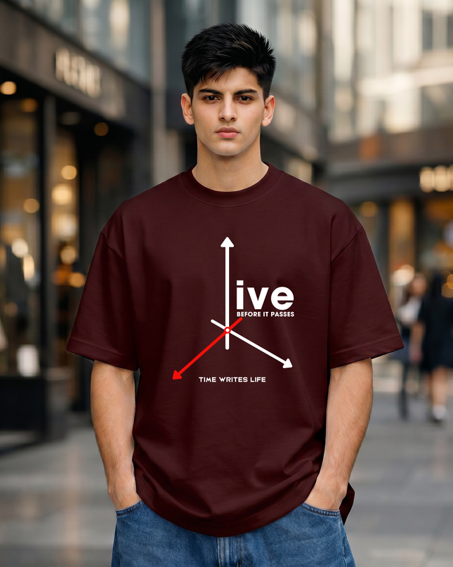 Time Writes Life Graphic Unisex Oversized Classic T-Shirt