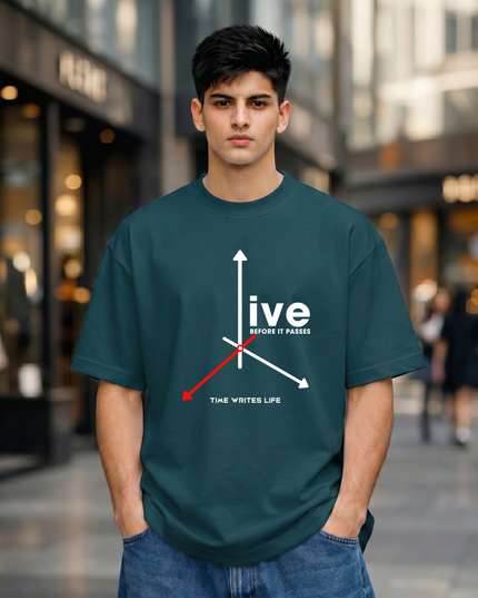 Time Writes Life Graphic Unisex Oversized Classic T-Shirt