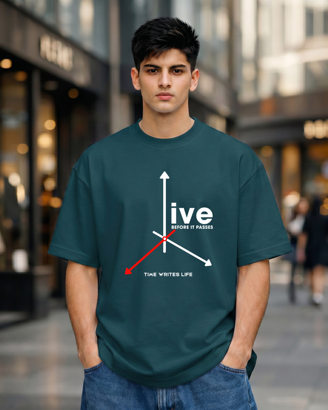 Time Writes Life Graphic Unisex Oversized Classic T-Shirt
