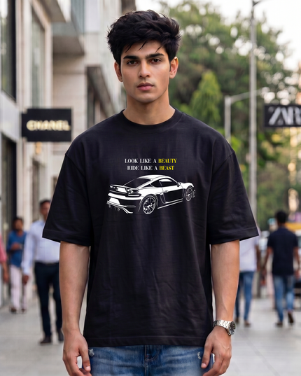 Look Like a Beauty Ride Like a Beast Black Oversized Classic T-Shirt