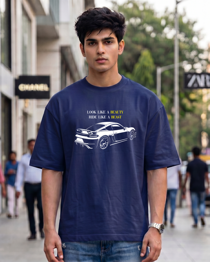 Look Like a Beauty Ride Like a Beast Black Oversized Classic T-Shirt