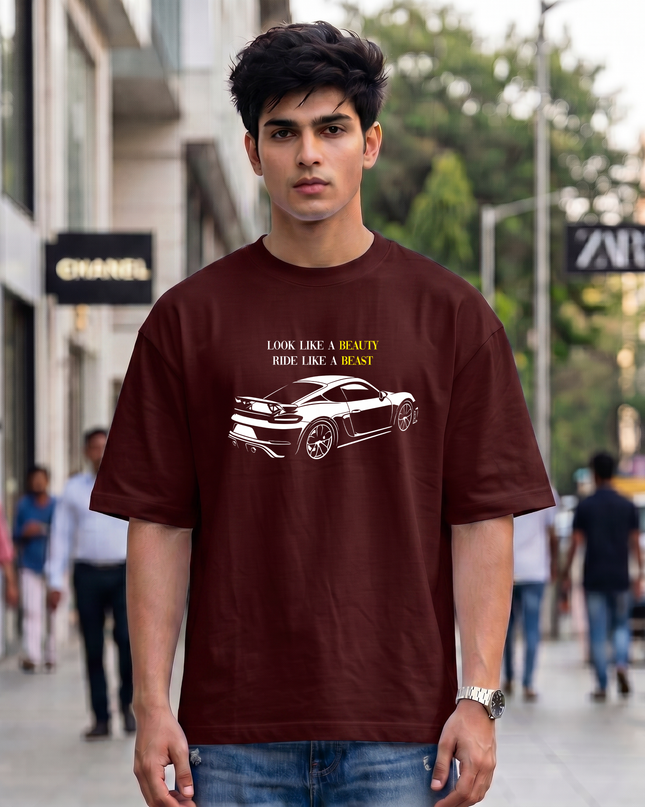 Look Like a Beauty Ride Like a Beast Black Oversized Classic T-Shirt