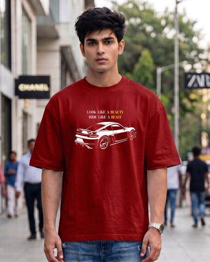 Look Like a Beauty Ride Like a Beast Black Oversized Classic T-Shirt