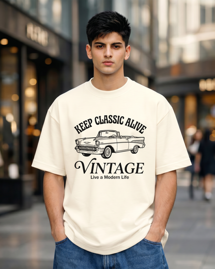 Vintage Live a Modern Life Oversized Classic T-Shirt