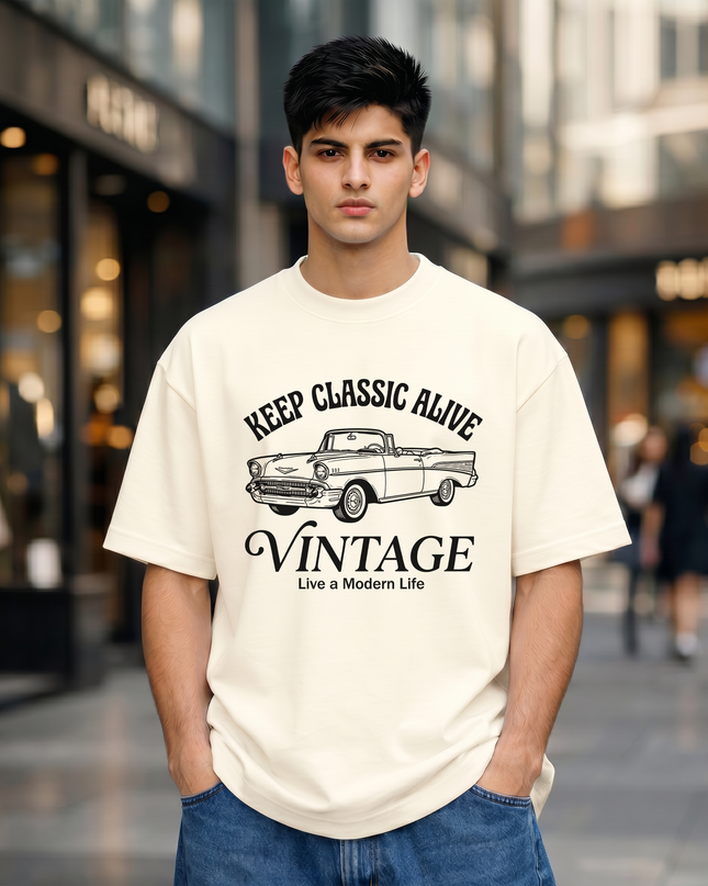 Vintage Live a Modern Life Oversized Classic T-Shirt