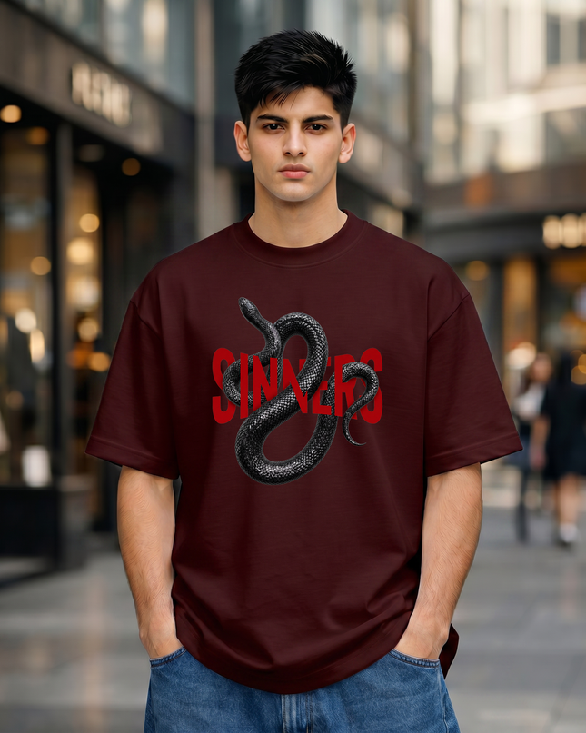 Sinners Snake Graphic Unisex Oversized Classic T-Shirt