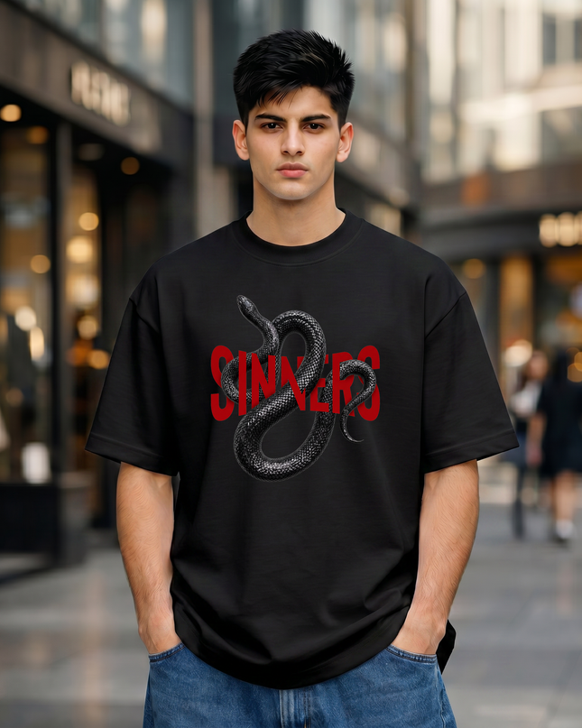 Sinners Snake Graphic Unisex Oversized Classic T-Shirt