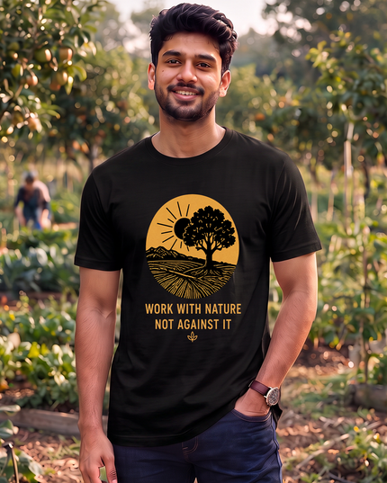 Work With Nature Not Against It Graphic Classic Crew T-Shirt