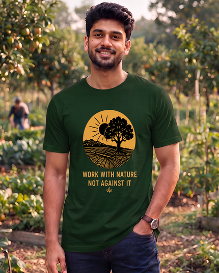 Work With Nature Not Against It Graphic Classic Crew T-Shirt