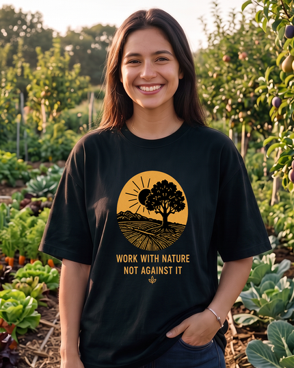 Work With Nature Not Against It Graphic Oversized Women's Classic T-Shirt