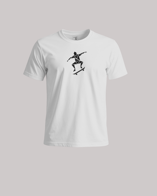 Geometric Skateboarder Graphic Unisex Classic Crew T-Shirt