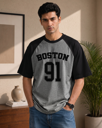 Boston 91 Stylish Men's Oversized Raglan T-Shirt