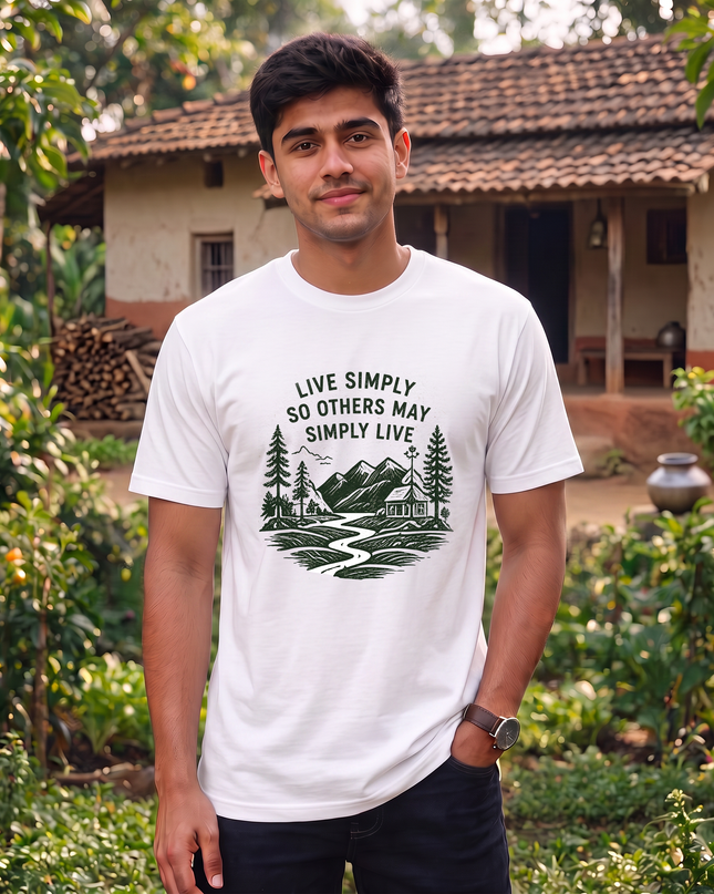 Live Simply So Others May Simply Live Graphic Classic Crew T-Shirt