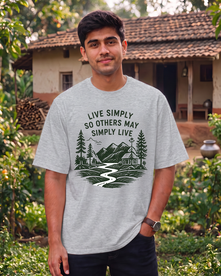 Live Simply So Others May Simply Live Print Oversized Classic T-Shirt