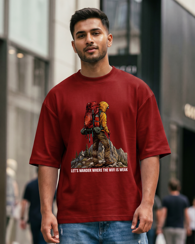 Let's Wander Where the Wifi Is Weak Graphic Oversized Classic T-Shirt