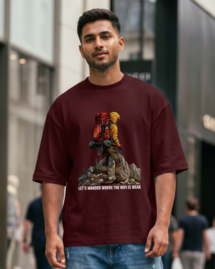 Let's Wander Where the Wifi Is Weak Graphic Oversized Classic T-Shirt