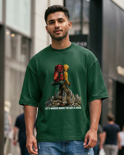 Let's Wander Where the Wifi Is Weak Graphic Oversized Classic T-Shirt