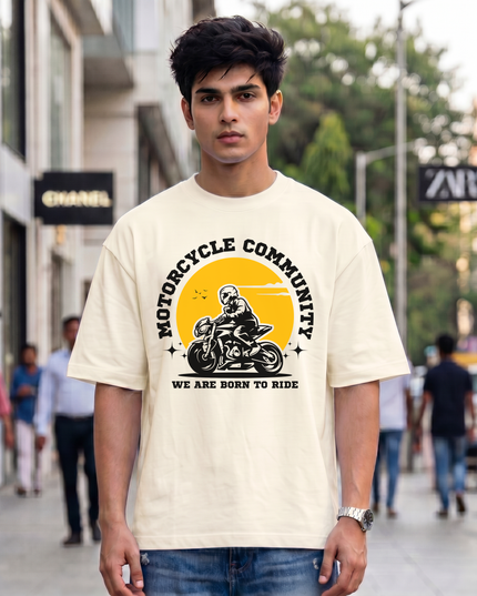 Motorcycle Community Born To Ride Unisex Oversized Classic T-Shirt