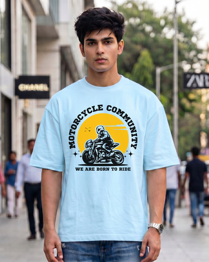 Motorcycle Community Born To Ride Unisex Oversized Classic T-Shirt