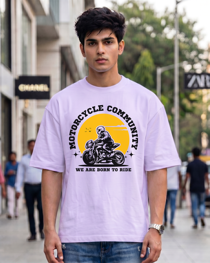 Motorcycle Community Born To Ride Unisex Oversized Classic T-Shirt
