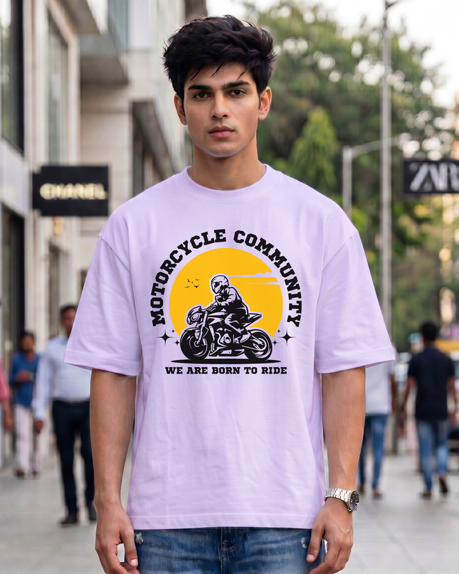 Motorcycle Community Born To Ride Unisex Oversized Classic T-Shirt