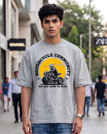 Motorcycle Community Born To Ride Unisex Oversized Classic T-Shirt