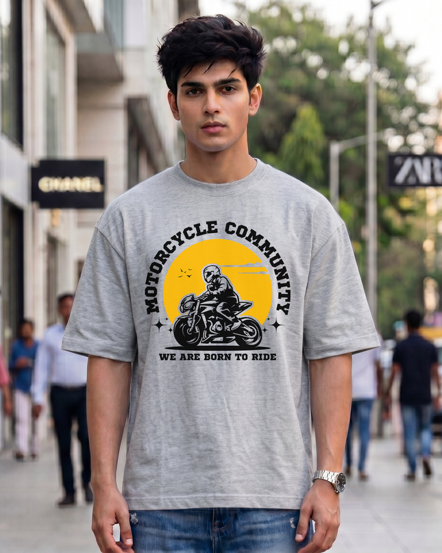 Motorcycle Community Born To Ride Unisex Oversized Classic T-Shirt