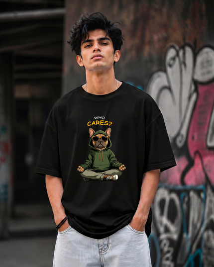 Who Cares Print Unisex Oversized Classic T-Shirt