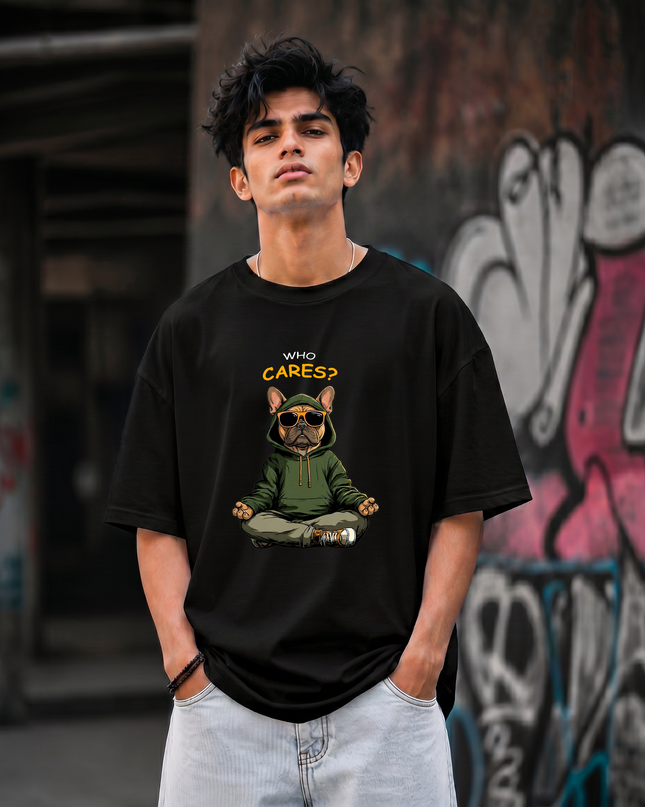 Who Cares Print Unisex Oversized Classic T-Shirt
