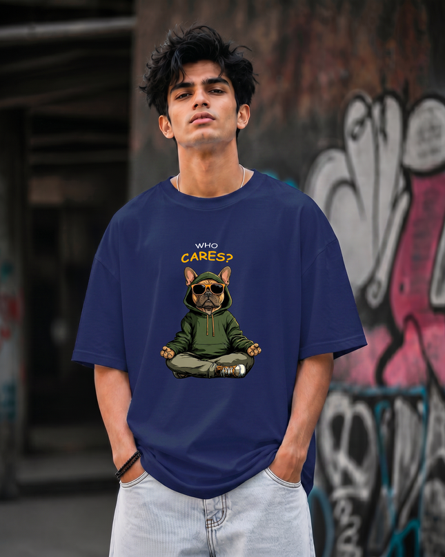 Who Cares Print Unisex Oversized Classic T-Shirt