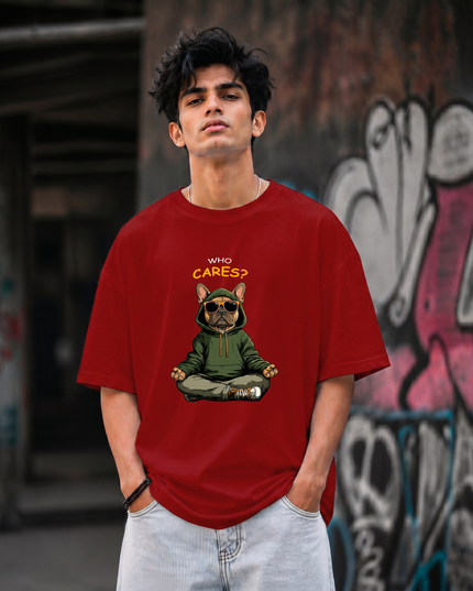 Who Cares Print Unisex Oversized Classic T-Shirt