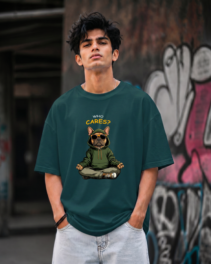 Who Cares Print Unisex Oversized Classic T-Shirt