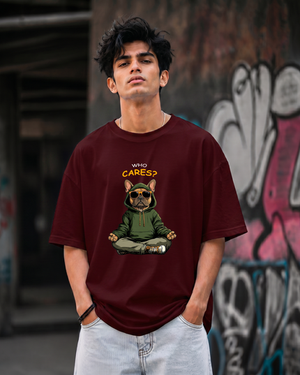 Who Cares Print Unisex Oversized Classic T-Shirt