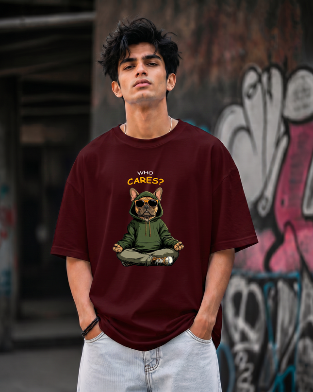 Who Cares Print Unisex Oversized Classic T-Shirt