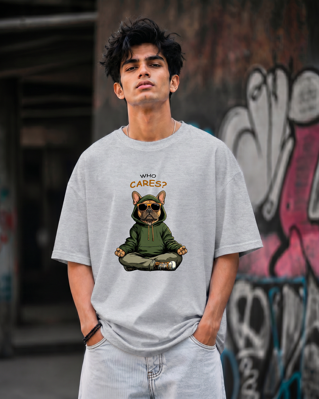 Who Cares Print Unisex Oversized Classic T-Shirt