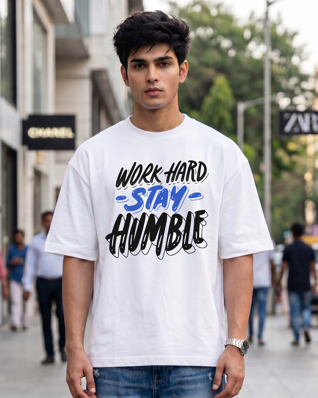 Work Hard Stay Humble Graphic Unisex Oversized Classic T-Shirt